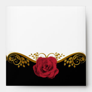 Square Envelope Pretty Red Rose Black White