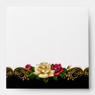 Square Envelope White Black Gold Pink Rose