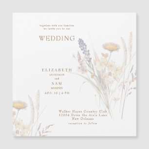 Square Fall Floral Wedding Magnetic Invitation