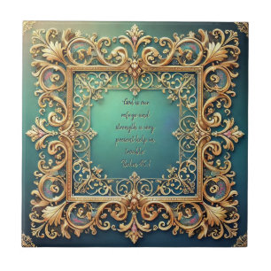 Square Filigree Frame Customisable Bible Verses Ceramic Tile