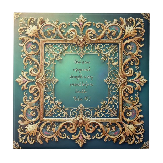 Square Filigree Frame Customisable Bible Verses  Ceramic Tile (Front)