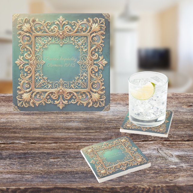 Square Fillagree Frame Customisable  Stone Coaster (Creator Uploaded)