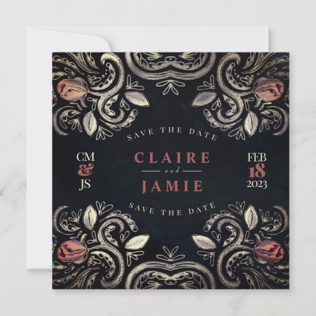 SQUARE FLAT INVITATION, 'Rustic Rose - Moulin Rou, Holiday Card (Front)