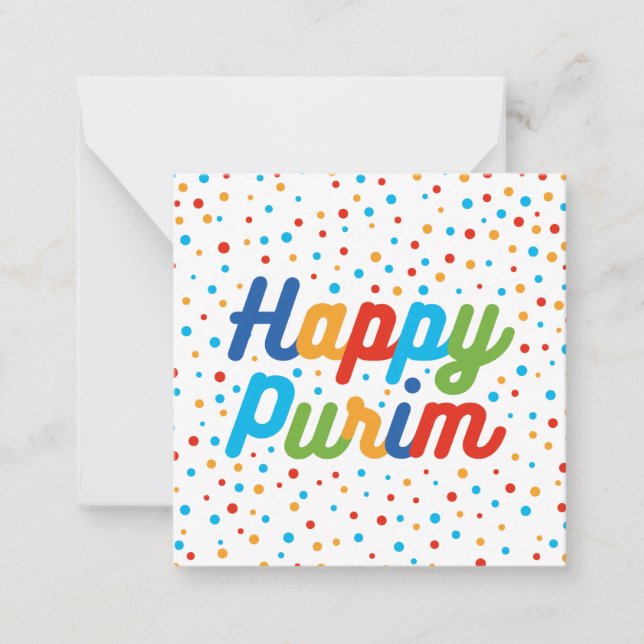 Square Flat Purim Holiday Card (Front)