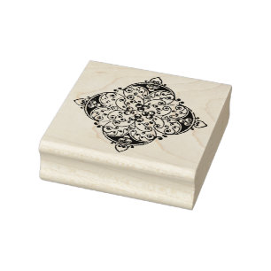 Square Floral Embellishment Rubber Art Stamp