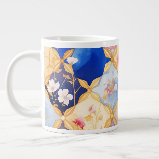 Square Flower 005 Large Coffee Mug (Left)