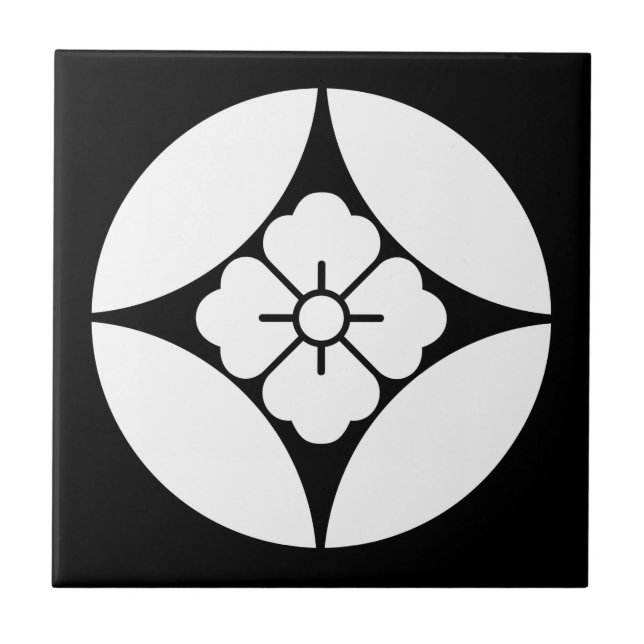 Square flower in seven treasures ceramic tile (Front)