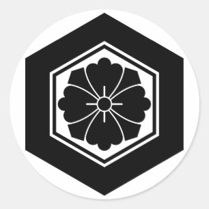 Square flower with Swords in tortoiseshell Classic Round Sticker