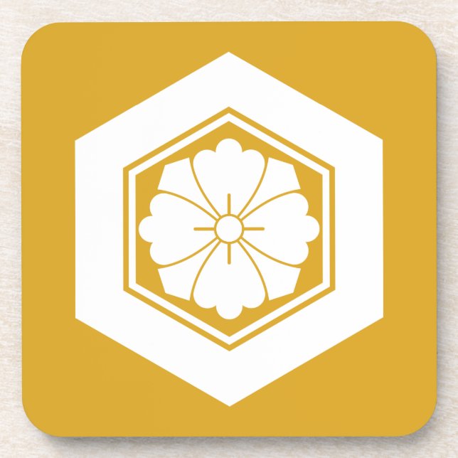 Square flower with Swords in tortoiseshell Coaster (Front)