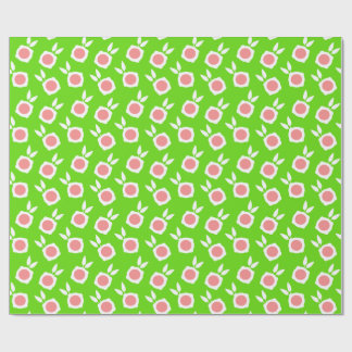 square flowers green wrapping paper