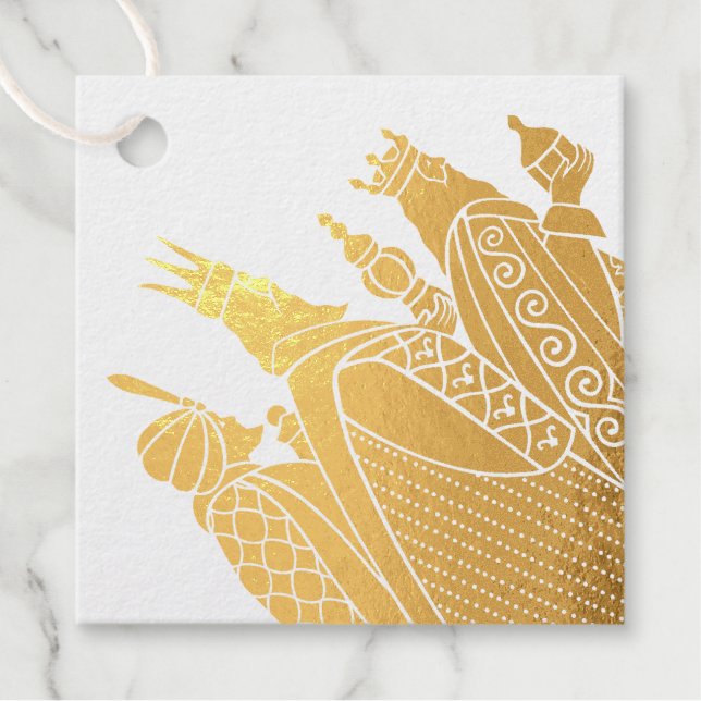 Square Foil Favor Tag - We Three Kings (Front)