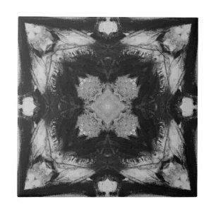 Square four pointed star grey black white charcoal ceramic tile