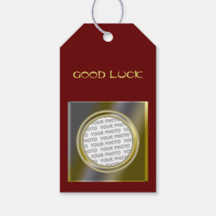 Square Frame contour I + your photo & text Gift Tags