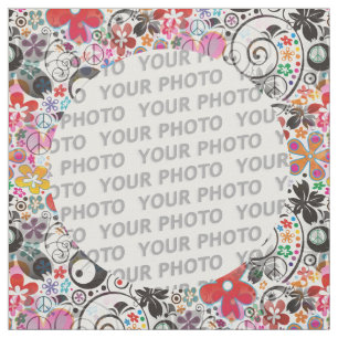 Square Frame Flower Power II + your photos & ideas Fabric