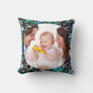 Square Frame Flower Power III + your photos & idea Cushion