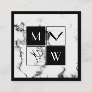 Square framed elegant barbers  square business car card