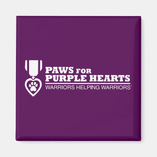 Square Fridge Magnet Button - Purple w White Logo
