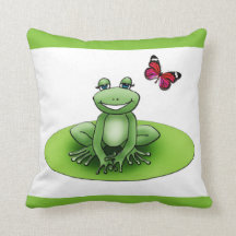 Square “Froggy the frog”, green cushion apple