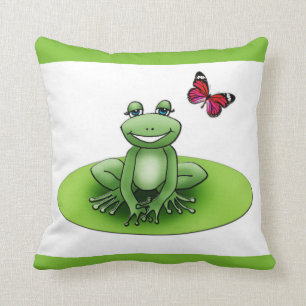 Square “Froggy the frog”, green cushion apple