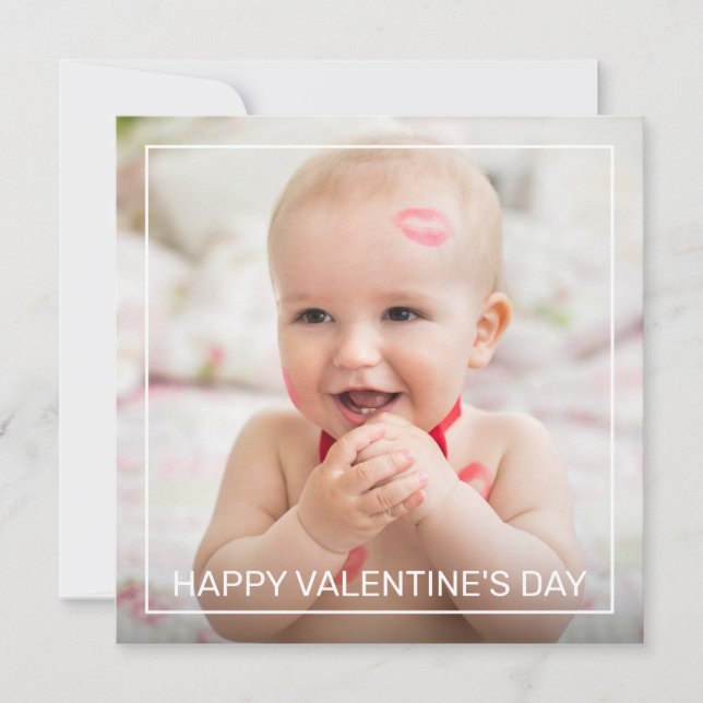 Square Full Photo Custom Valentine's Day Holiday Card (Front)