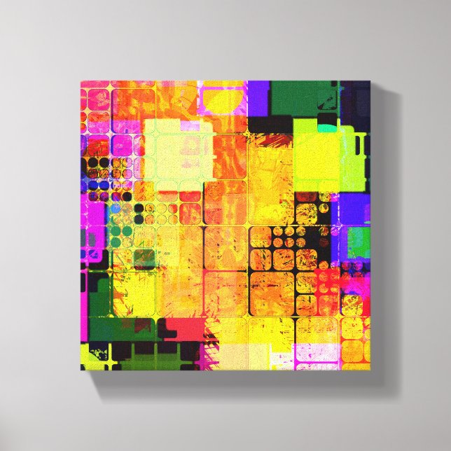 Square Geometric Multicolored Abstract Canvas Print (Front)