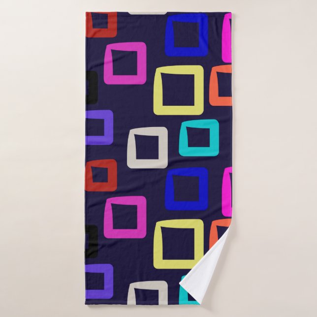 Square geometric painting, seamless design graphic bath towel (Bath Towel)