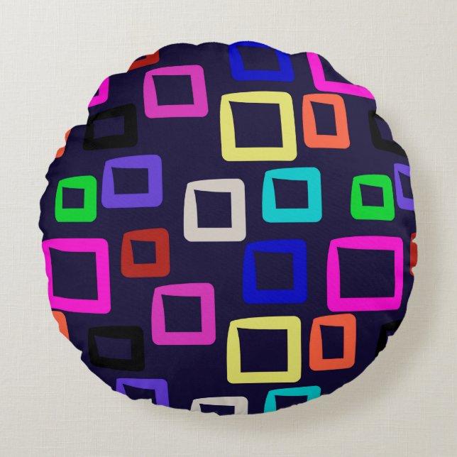 Square geometric painting, seamless design graphic round cushion (Front)