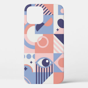 Square Geometric Shapes Background. Aesthetics in  iPhone 12 Case