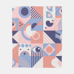 Square Geometric Shapes Background. Aesthetics in Fleece Blanket