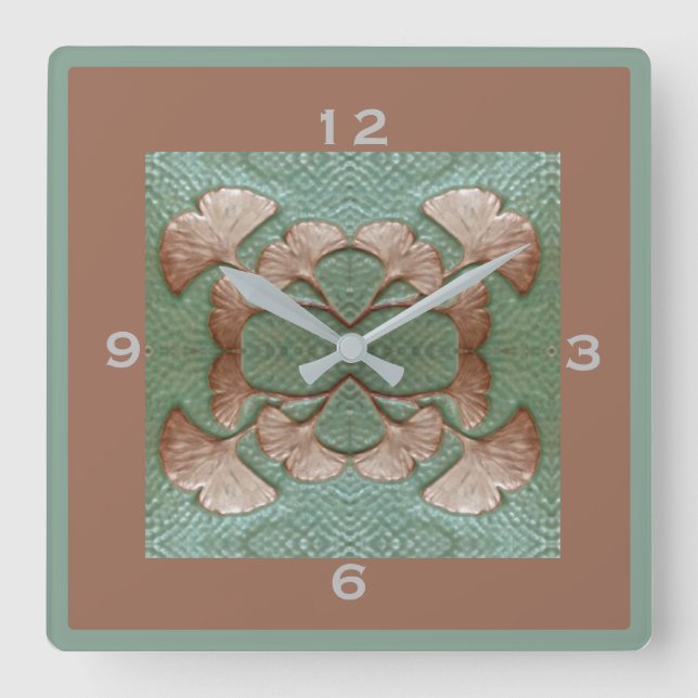  Square Gingko Wall clock (Front)