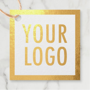 Square Gold Foil Hang Tags 2" Custom Company Logo
