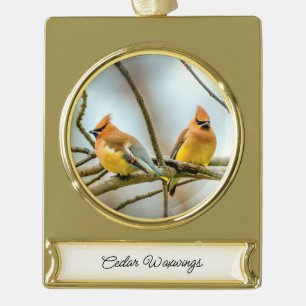 square gold plated banner ornament