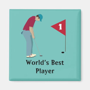Square Golfer Putting  Magnet