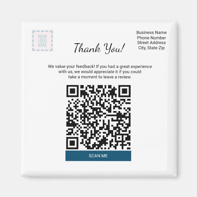 Square Google Review Magnet For Small Businesses (Front)