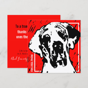 Square Great Dane Friend Red & Black Linocut Invitation