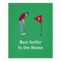 Square Green Golfer Putting 