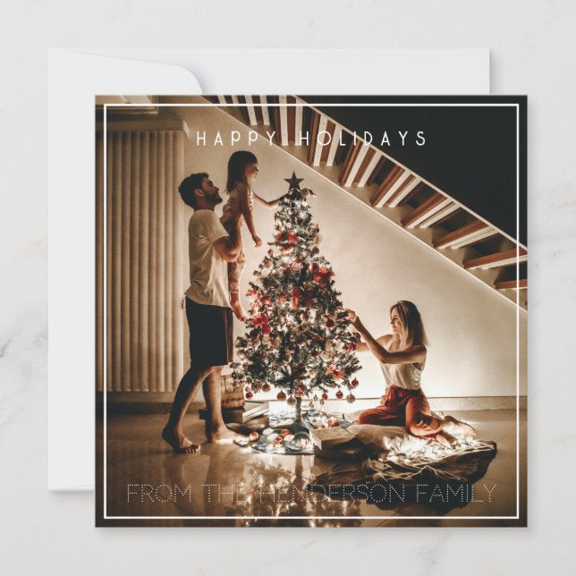 Square Happy Holidays photo flat card (Front)