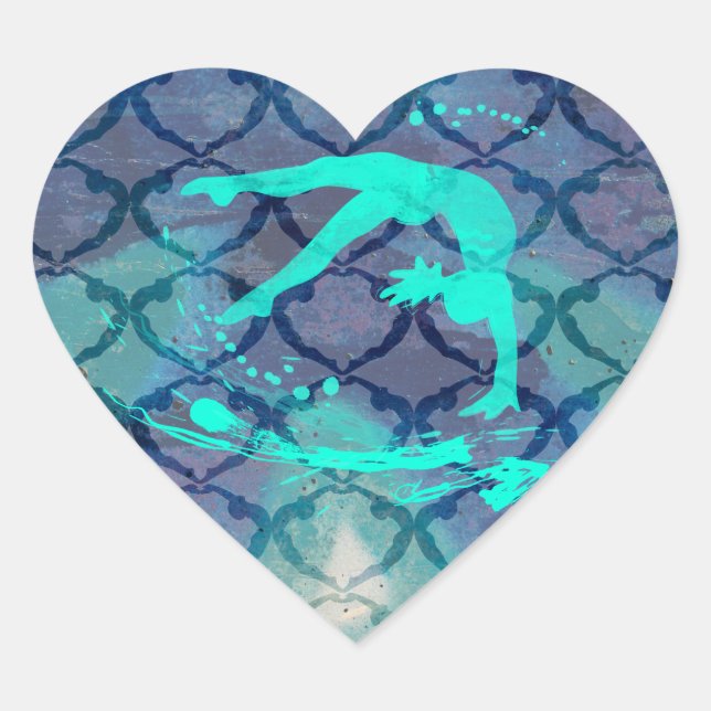 Square heart Gymnastics Dance Cheer Stickers (Front)