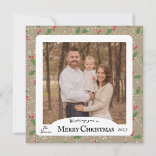 Square Holly Christmas Card