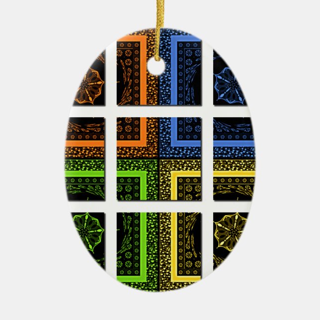 Square in a box ceramic ornament (Front)