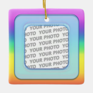 Square in Square Frame coloured III + your photo Ceramic Tree Decoration