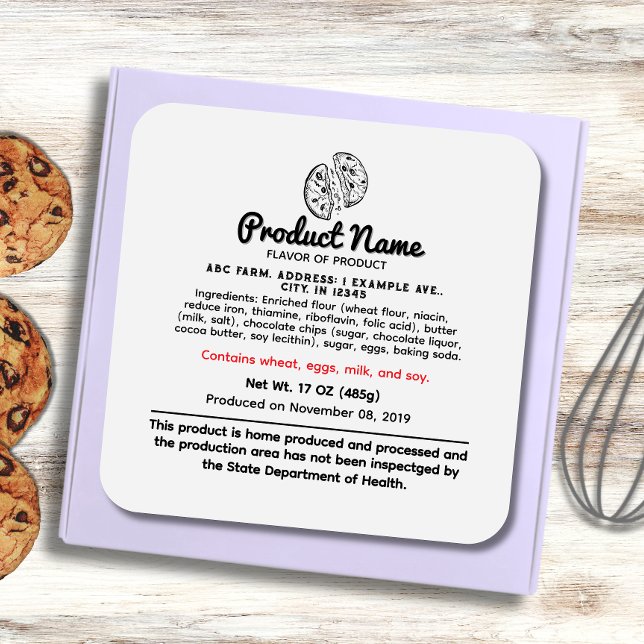 Square Indiana cottage food law labels (Creator Uploaded)