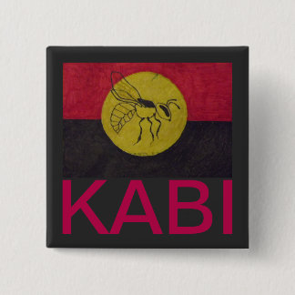 SQUARE KABI KABVAI BEE BADGE -CRIMSON LETTERING.