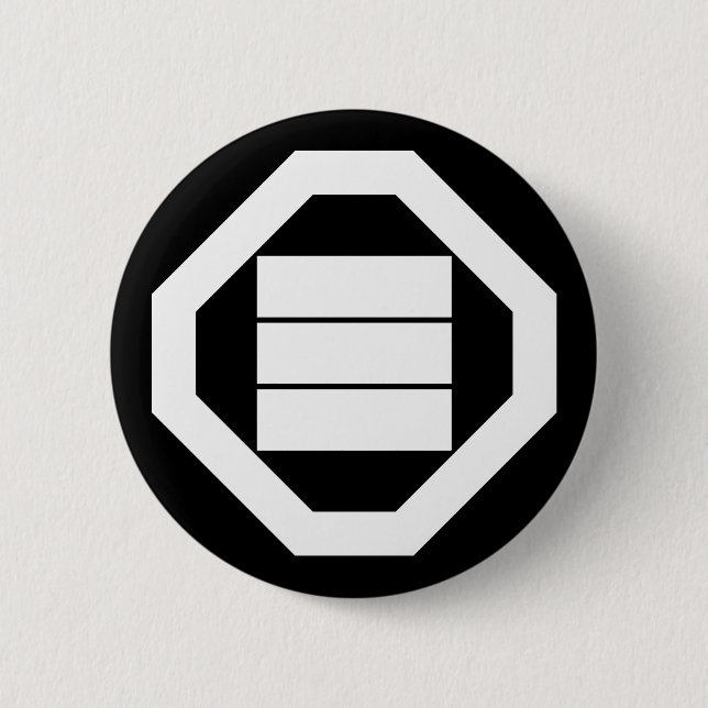 Square Kanji characters for three in Oshiki 6 Cm Round Badge (Front)