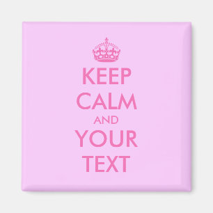 Square Keep calm magnet with pink letters