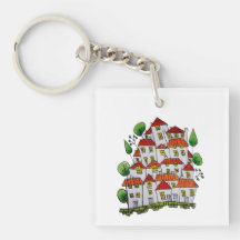 Square Keychain (Doodle - Hand-drawn)