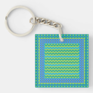Square Keychain: Mix'n'Match Chevrons, Polka Dots Key Ring