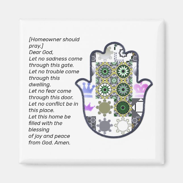 Square Khamsa Hand Magnet 1 Owner (Front)