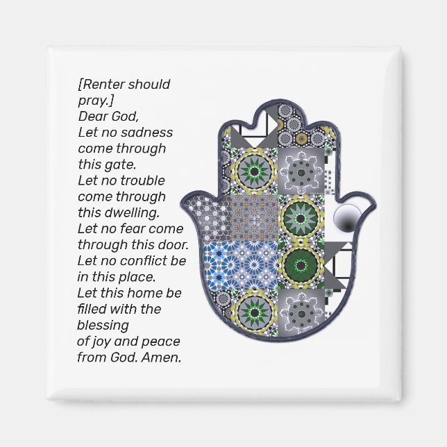 Square Khamsa Hand Magnet 2 Renter (Front)
