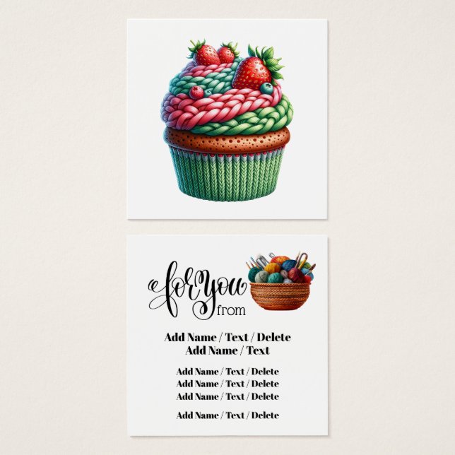 Square Knitting Business or Enclosure Card  (Front & Back)